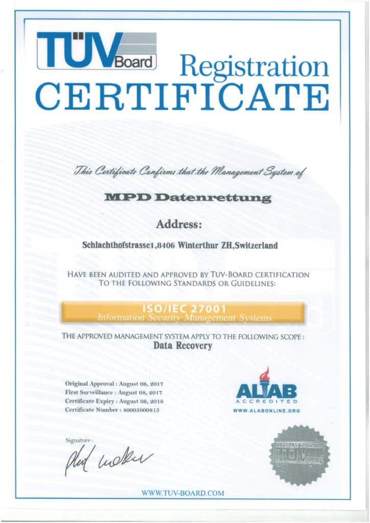 ISO 27001 Zertifikate
