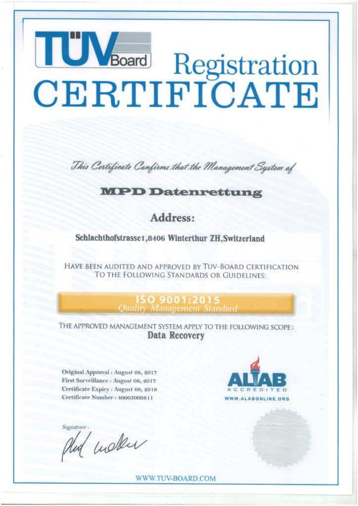 MPD Datenrettung ISO 9001
